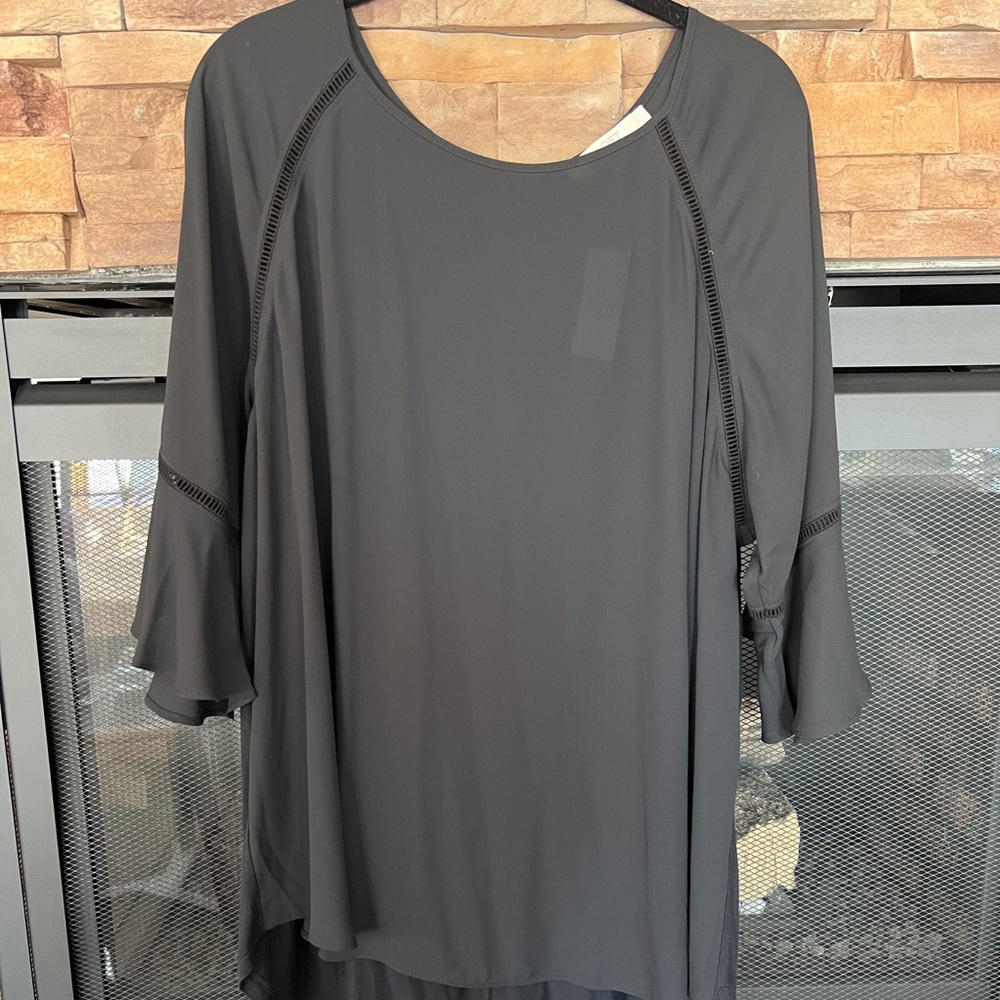 NWT, LOFT PLUS Mixed Media Black Blouse, 18W
